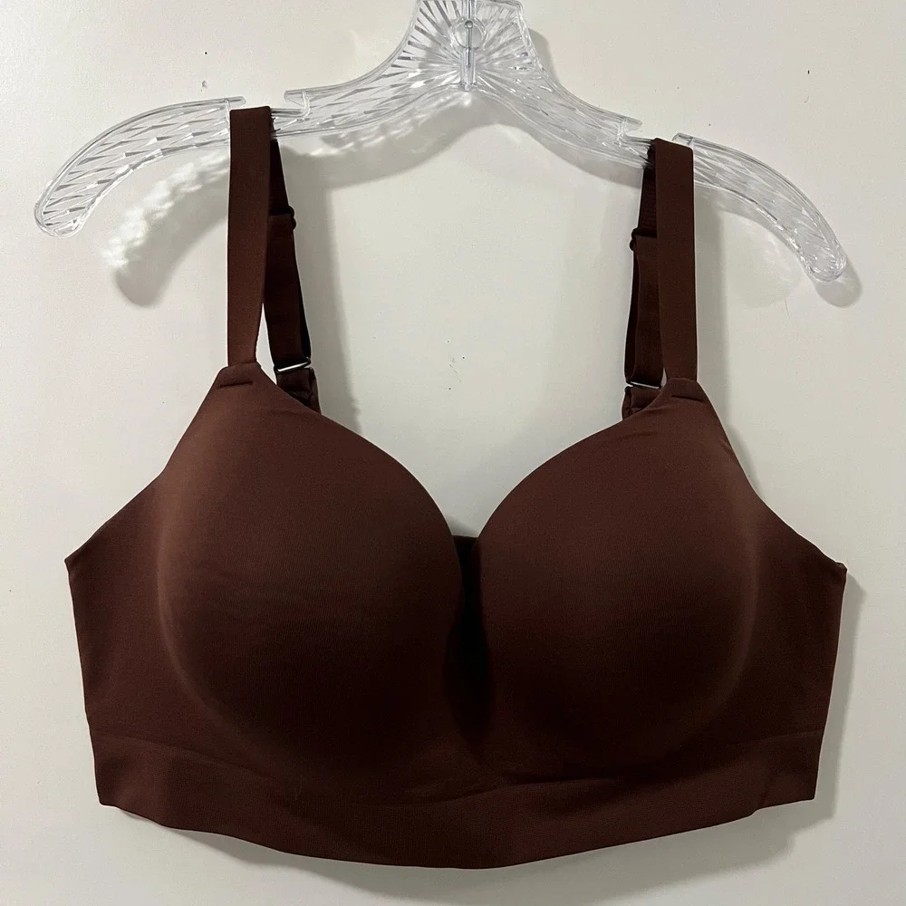 TrueKind Comfort Full Coverage Seamless Bra Brown 3XL Adjustable Straps